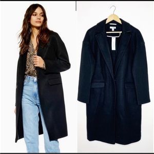 Topshop Oversized Black Peacoat Trench